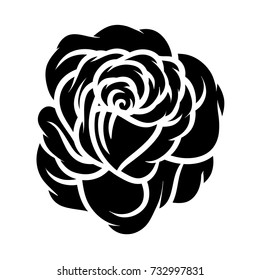 Flower rose, black and white. Isolated on white background. Vector illustration.