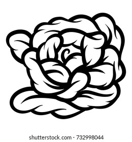 Flower rose, black and white. Isolated on white background. Vector illustration.