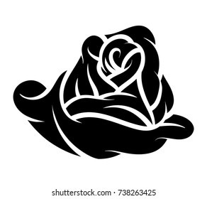 Flower rose, black and white. Isolated on white background. Vector illustration.