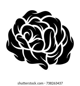Flower rose, black and white. Isolated on white background. Vector illustration.
