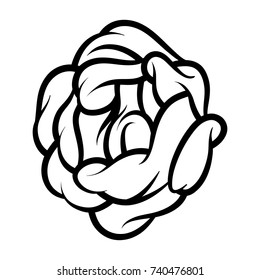 Flower rose, black and white. Isolated on white background. Vector illustration.