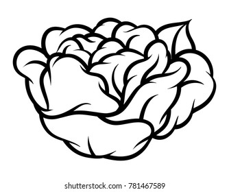 Flower rose, black and white. Isolated on white background. Vector illustration.