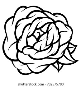 Flower rose, black and white. Isolated on white background. Vector illustration.