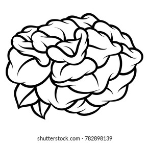 Flower rose, black and white. Isolated on white background. Vector illustration.