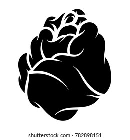 Flower rose, black and white. Isolated on white background. Vector illustration.
