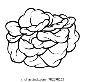 Flower rose, black and white. Isolated on white background. Vector illustration.