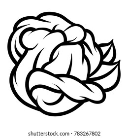Flower rose, black and white. Isolated on white background. Vector illustration.