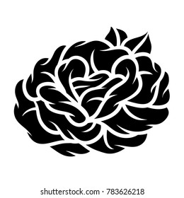 Flower rose, black and white. Isolated on white background. Vector illustration.