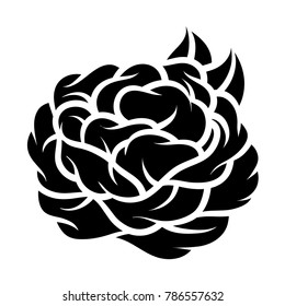 Flower rose, black and white. Isolated on white background. Vector illustration.