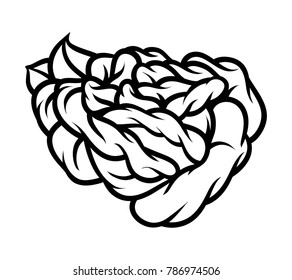 Flower rose, black and white. Isolated on white background. Vector illustration.