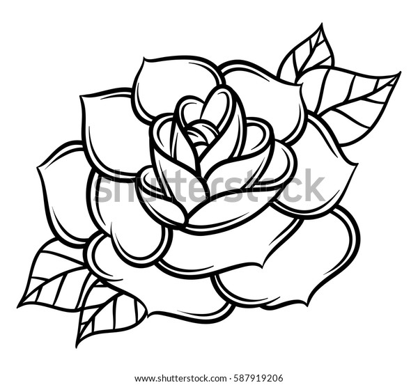 Flower Rose Black White Isolated On Stock Vector (Royalty Free) 587919206