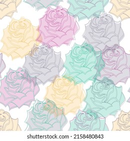 Flower rose. Botanic Tile.  Modern design.Serenity and rose quartz background. Abstract seamless pattern.