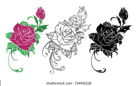 Flower rose. Design element. Isolated on white background. Vector illustration. 