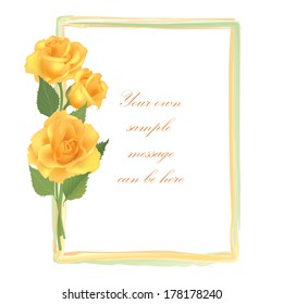 Flower Rose frame isolated on white background. Floral vector wallpaper. 