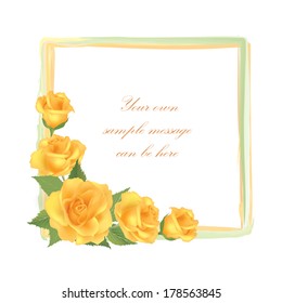 Flower Rose frame isolated on white background. Floral vector wallpaper. 