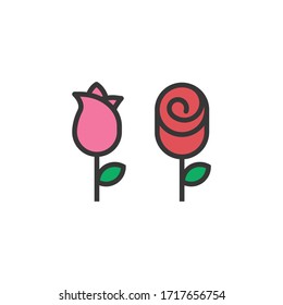 flower rose icon colorline vector illustration