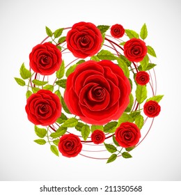 Flower rose label. Vector illustration