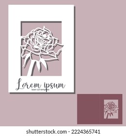 Flower Rose laser cutting template for decoration, wedding cards, invitations, interior decorative elements.