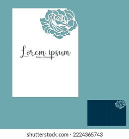 Flower Rose laser cutting template for decoration, wedding cards, invitations, interior decorative elements.
