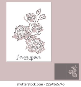 Flower Rose laser cutting template for decoration, wedding cards, invitations, interior decorative elements.