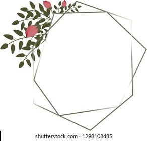 Сard  with flower rose, leaves .Vector illustration with rose flower decor, leaves buds. Greeting card , Flyer, poster, design, invitation card template-Vector