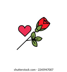 flower, rose line icon. Elements of valentines day illustration icons. Signs, symbols can be used for web, logo, mobile app, UI, UX on white background