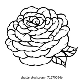 Flower rose, monochrome. Isolated on white background. Vector illustration.