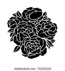 Flower rose, monochrome. Isolated on white background. Vector illustration.