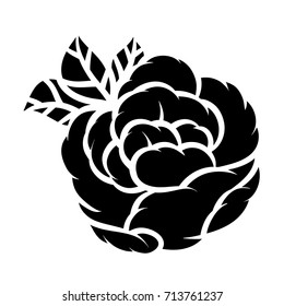 Rosa de las flores, monocroma. Aislado sobre fondo blanco. Ilustración vectorial.