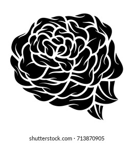 Flower rose, monochrome. Isolated on white background. Vector illustration.