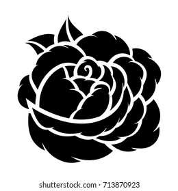 Blume Rose, einfarbig. Einzeln auf weißem Hintergrund. Vektorillustration.