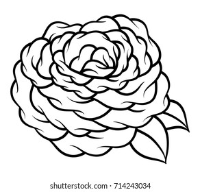 Flower rose, monochrome. Isolated on white background. Vector illustration.