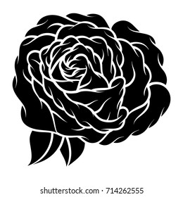 Flower rose, monochrome. Isolated on white background. Vector illustration.
