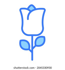 Blume, Rose, Natursymbol, einfaches Design, blaue Linie Symbol.