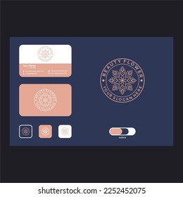 flower rose with ornament logo design template