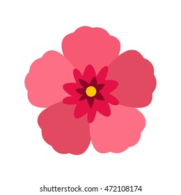 Flower rose of Sharon icon. Flat illustration of flower rose of Sharon vector icon isolated on white background