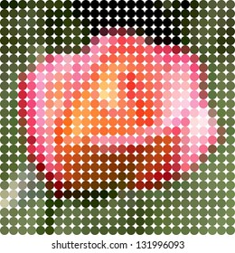 Flower rose. Vector circle color ton dots.