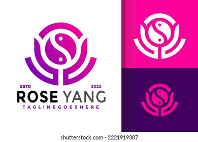 Flower Rose YinYang Logo Design, brand identity logos vector, modern logo, Logo Designs Vector Illustration Template