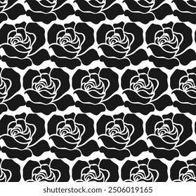 Diseño de Vector de patrón blanco negro de flores rosas
