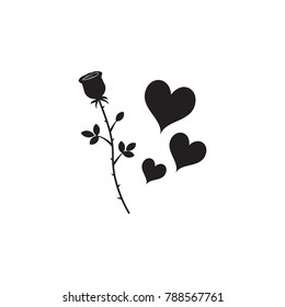 flower roses and hearts icon. Valentine's Day elements. Premium quality graphic design icon. Simple love icon for websites, web design, mobile app, info graphics on white background