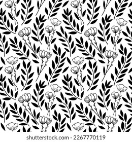 Patrón de rosas de flores en estilo abstracto. Patrón sin fisuras de vectores. Impresión botánica de primavera. Patrón botánico de pincel dibujado a mano. 