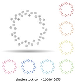 Flower round background, hand drawn in round in multi color style icon. Simple thin line, outline vector of background for text icons for ui and ux, website or mobile application