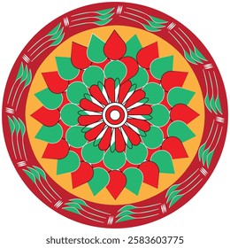 Flower round coloring mandala art, Vector art