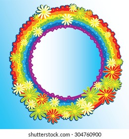 Flower round colourful frame