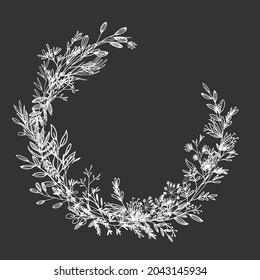 Flower round frame flower template line art