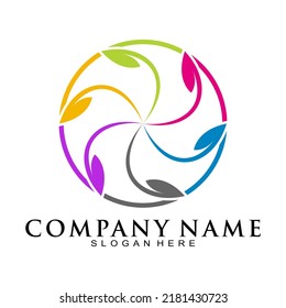 Flower round illustration vector logo