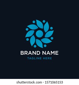 flower round logo design template - vector
