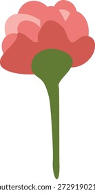 Flor com cabeça de pétala redonda e haste longa em formas limpas e sombreamento macio. Símbolo de amor, romance, gratidão e celebração para o cartão de saudação e decoração de casamento. Ilustração de vetor de desenhos animados.