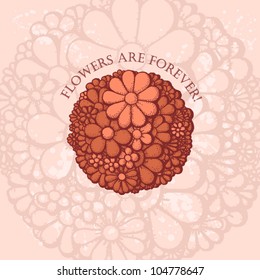 Flower round shape hand drawn background