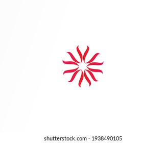 Flower and round shape logo design icon